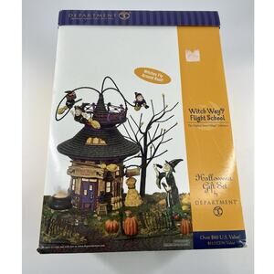 Department 56 Halloween Snow Village House Witch Way Flight School Decoration